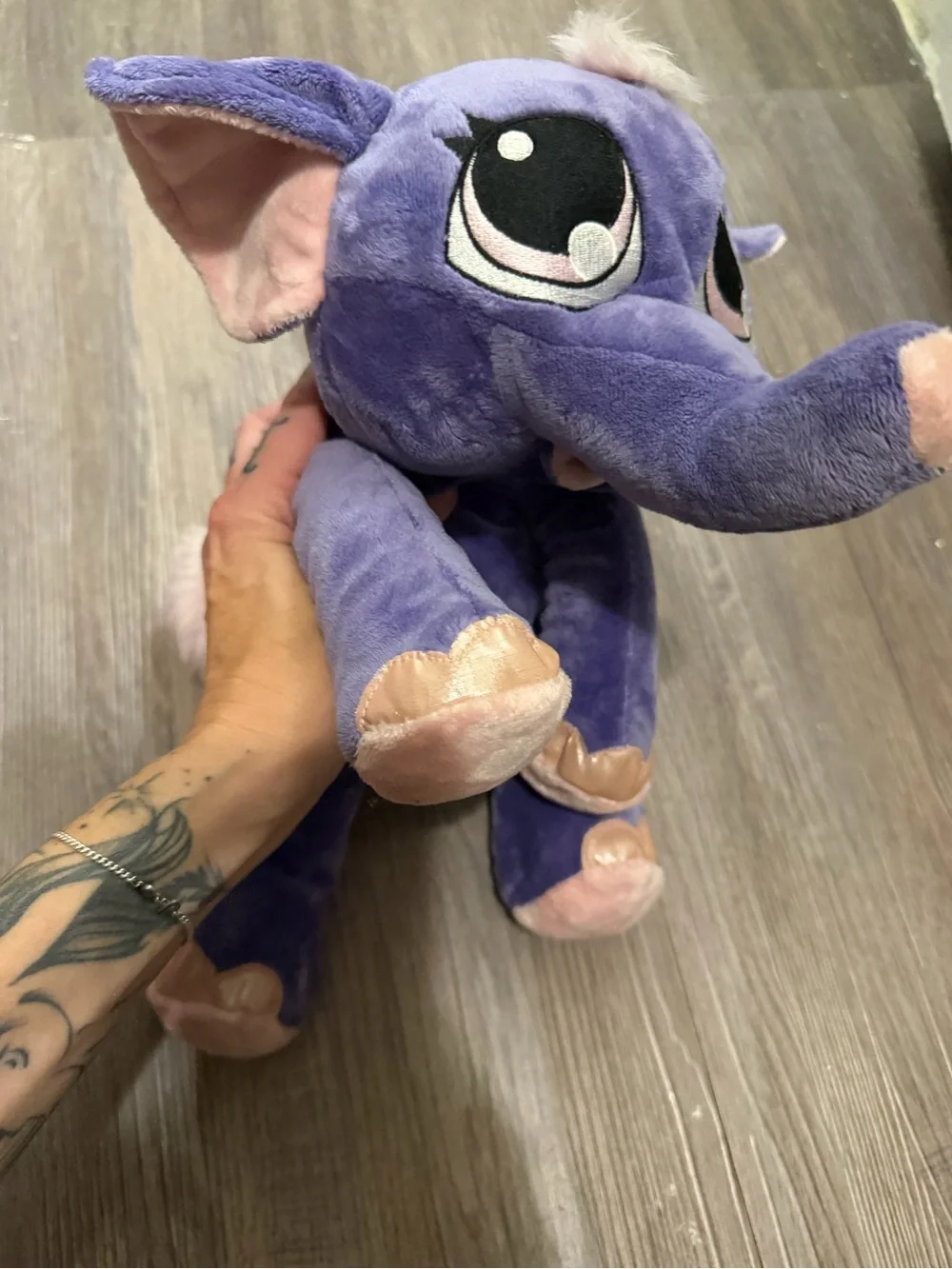 Plush Purple elephant Animal Stuffed Toy with Pink Accents